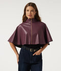 Mock Neck Sleeveless Work Faux Leather Jacket