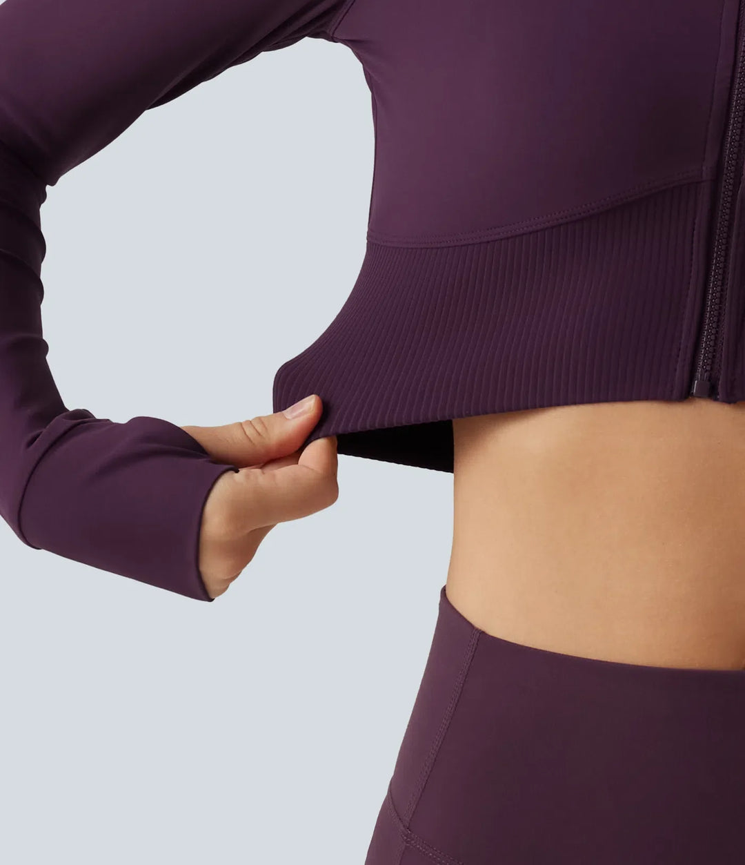 Halara UltraSculpt Mock Neck Raglan Long Sleeve Thumb Hole Cropped Yoga Jacket
