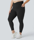 SoftlyZero High Waisted Crossover Pocket Plain Plus Size Full Length Leggings