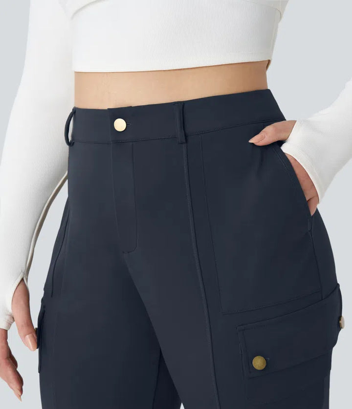 DayStretch High Waisted Zipper Pockets Solid Slim Hiking Plus Size Cargo Pants