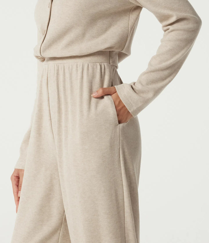 Round Neck Long Sleeve Casual Jumpsuit with Pockets -Easy Peezy Edition