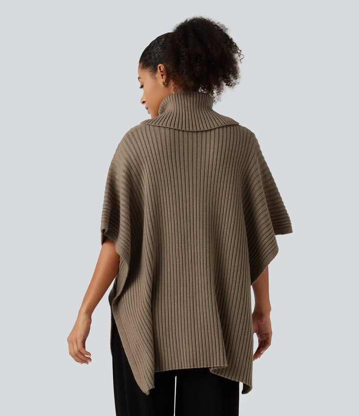 High Neck Batwing Half Sleeve Casual Sweater