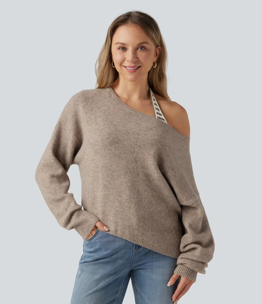 One Shoulder Long Sleeve Asymmetric Casual Sweater