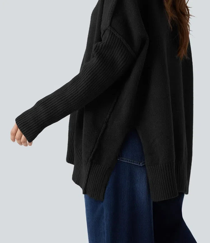 V-neck Reglan Long Sleeve Relaxed Fit Casual Sweater