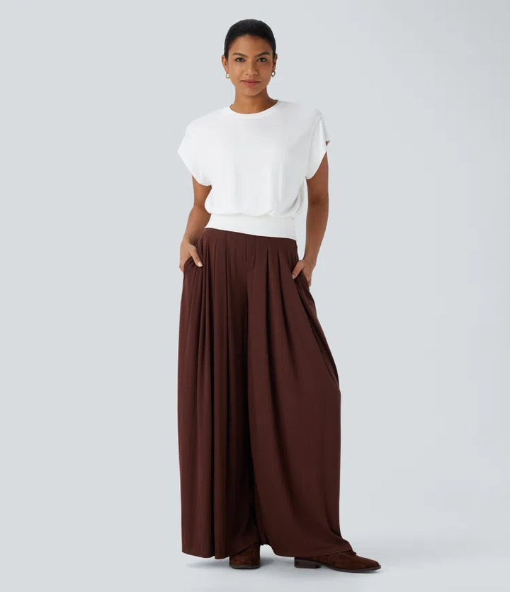 Round Neck Short Batwing Sleeve Work T-Shirt