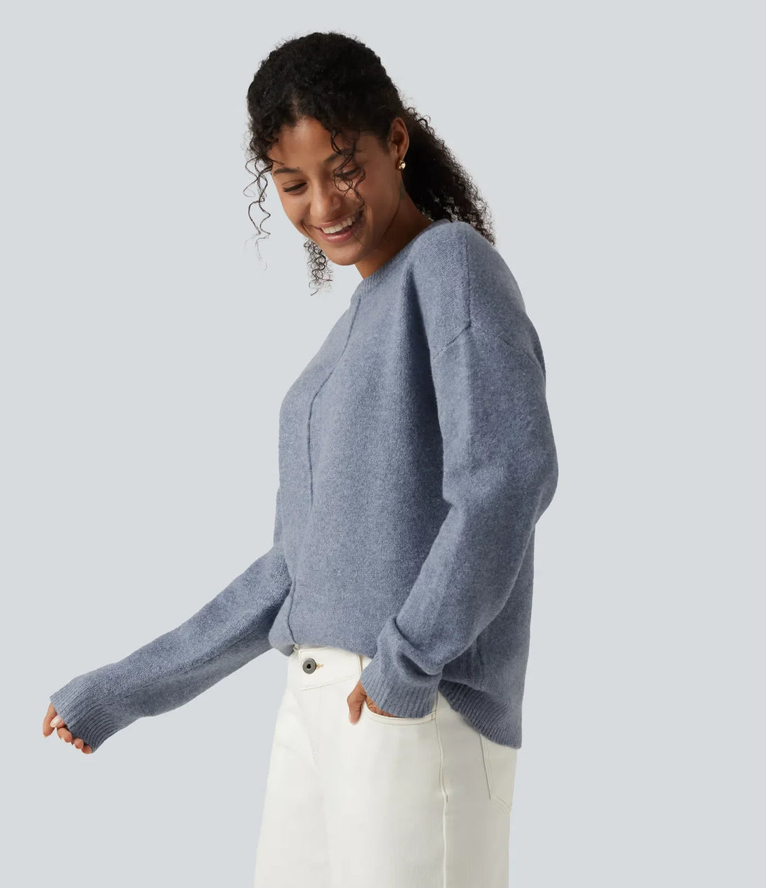 Round Neck Long Sleeve Work Sweater