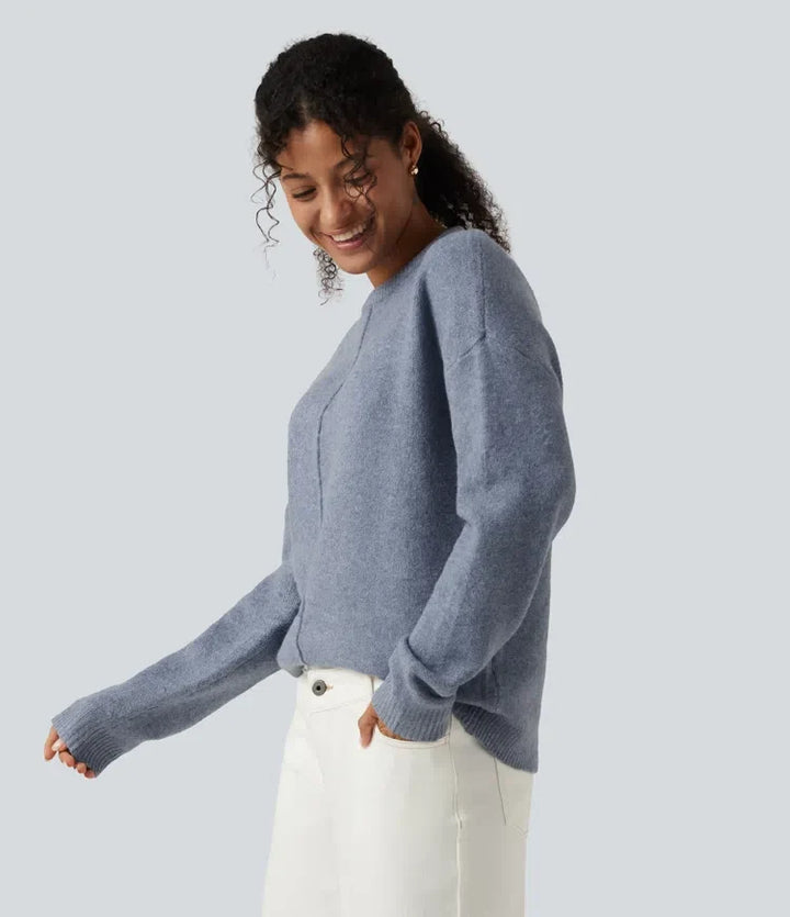 Round Neck Long Sleeve Work Sweater