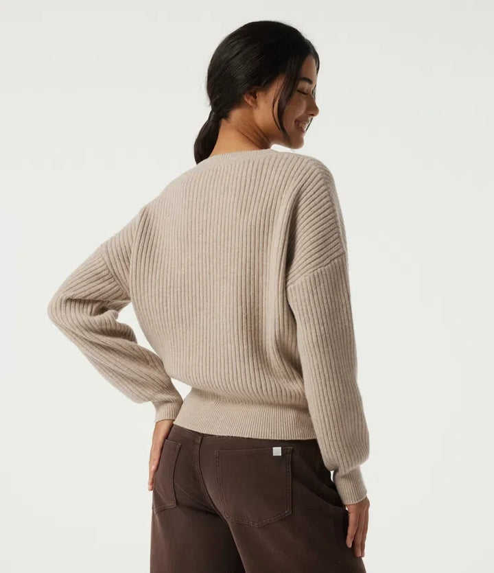 V Neck Dropped Shoulder Long Sleeve Casual Sweater