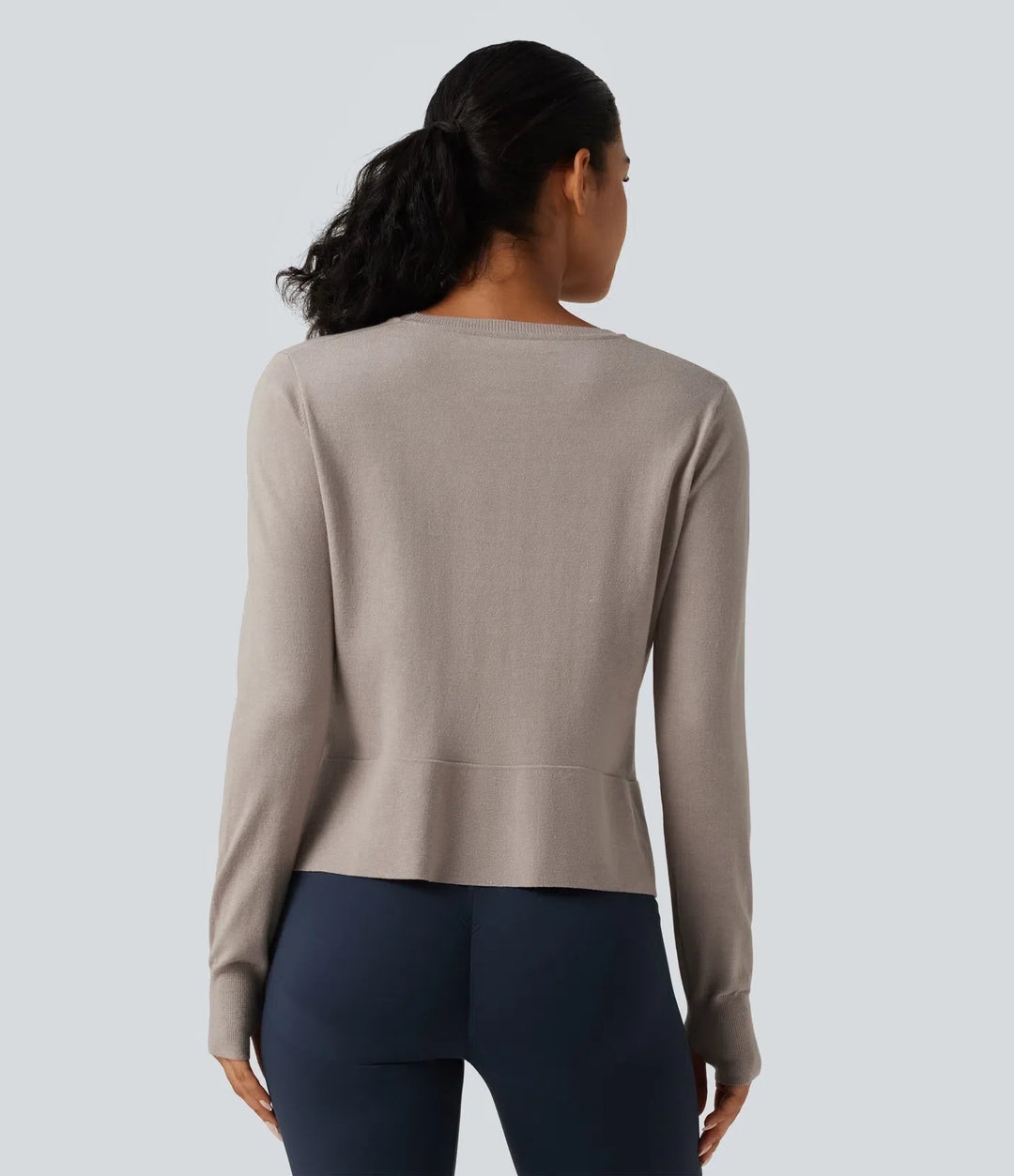 Round Neck Long Sleeve Asymmetric Thumb Holes Casual Sweater