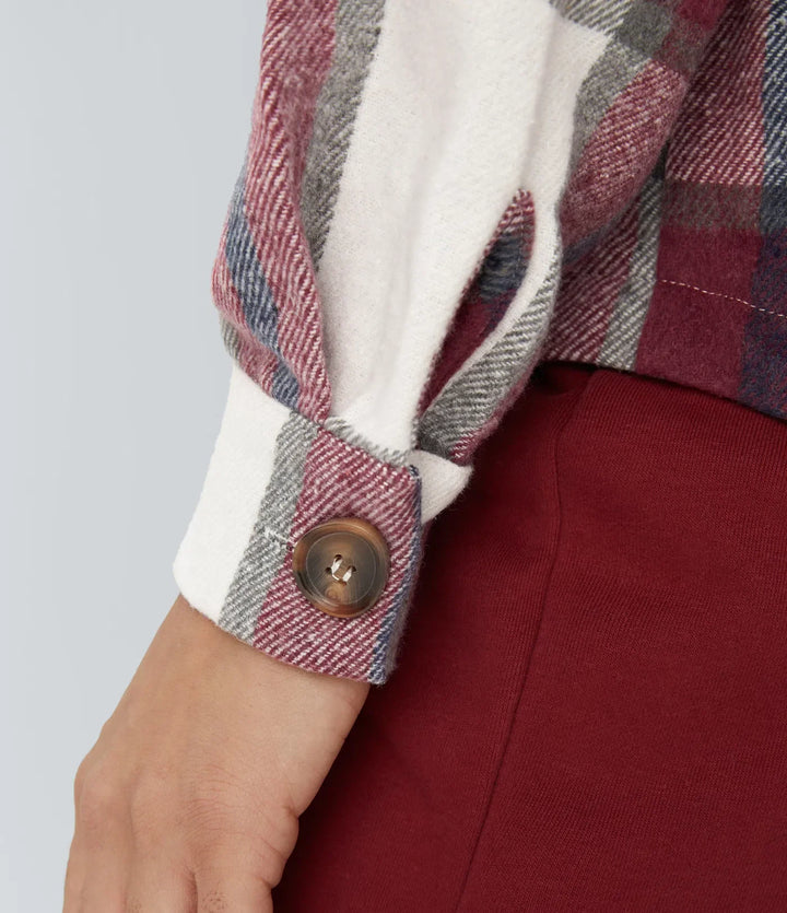 Hooded Drawstring Pocket Plaid Thermal Casual Jacket