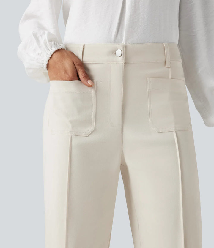 High Waisted Work Flare Pants with Pockets