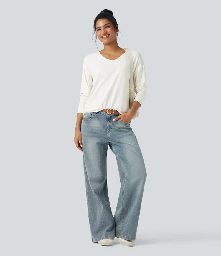 V-neck Long Sleeve Casual Top
