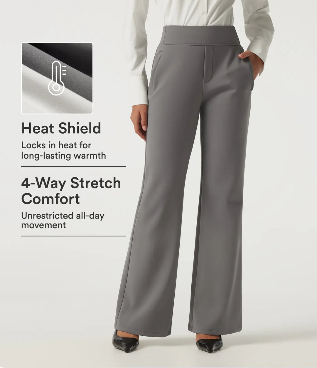High Waisted Flare Fleece Work Pants with Pockets