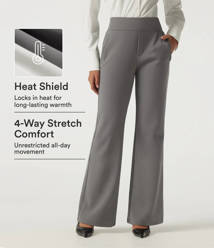 High Waisted Flare Fleece Work Pants with Pockets