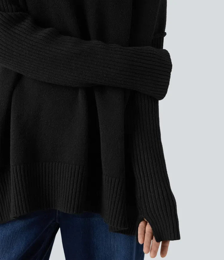 V-neck Reglan Long Sleeve Relaxed Fit Casual Sweater