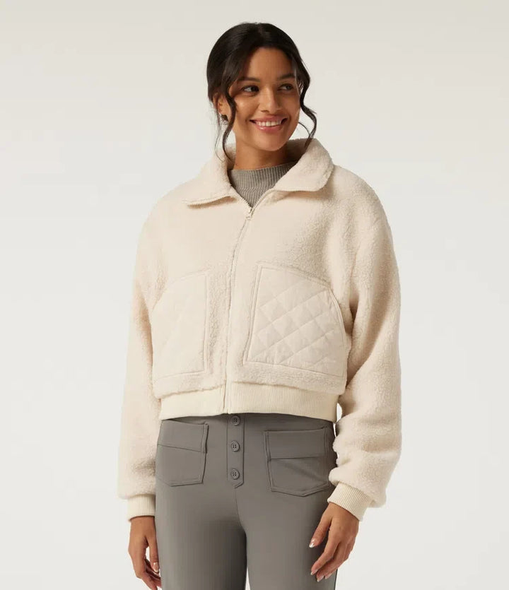Lapel Long Sleeve Casual Sherpa Jacket with Pockets