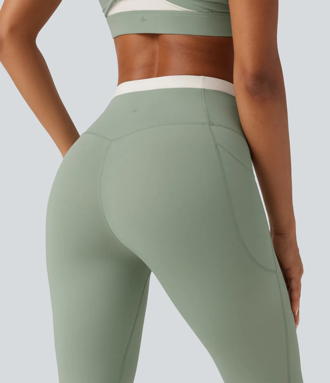 Halara UltraSculpt High Waisted Tummy Control Color Block Skinny Yoga Leggings with Pockets