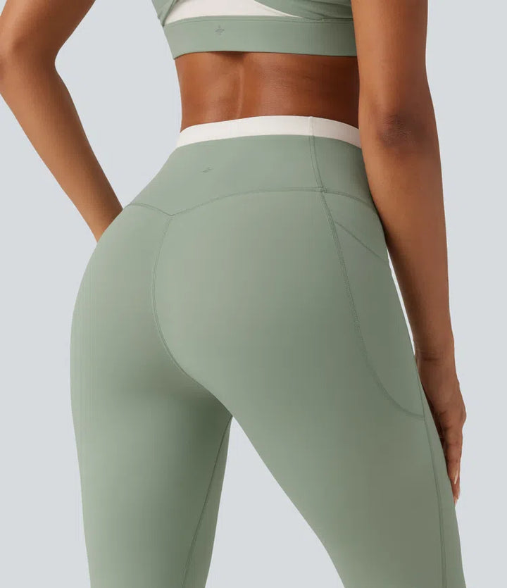 Halara UltraSculpt High Waisted Tummy Control Color Block Skinny Yoga Leggings with Pockets