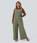Ribbed Knit Casual Plus Size Overalls with Pockets