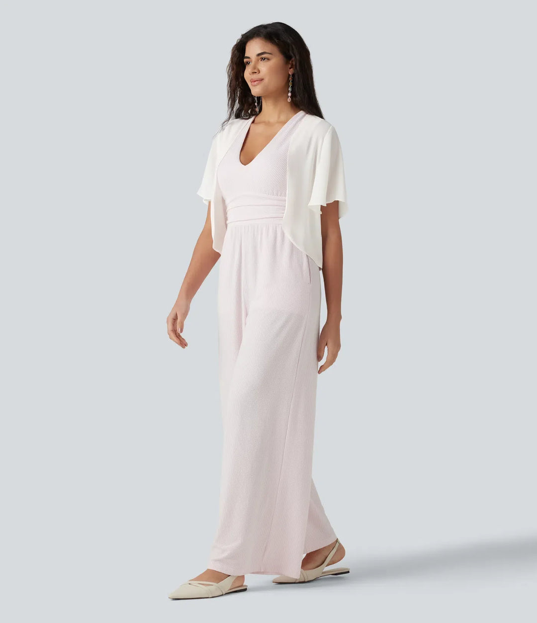 Flounce Short Sleeve Casual Chiffon Coat