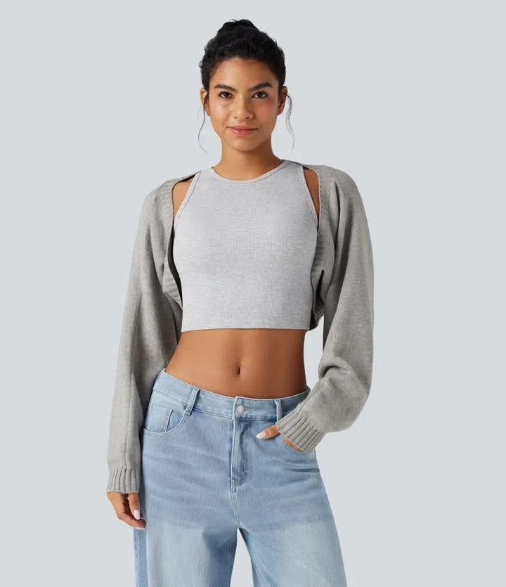 Reglan Long Sleeve Relaxed Fit Casual Sweater Shrug