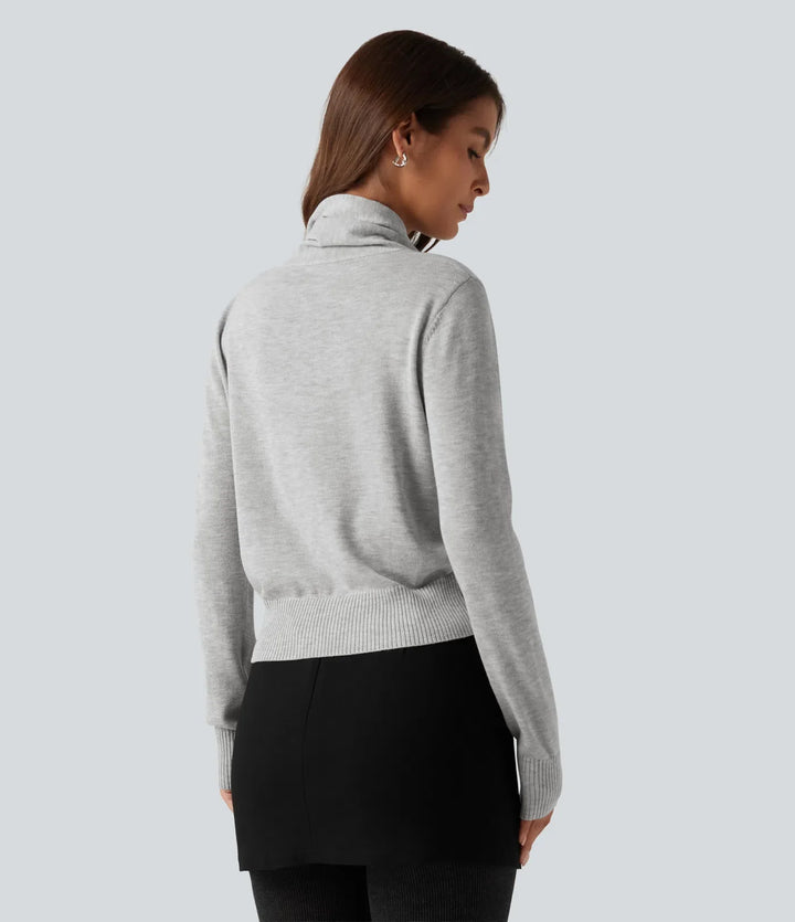 Scarf Tie Long Sleeve Casual Sweater