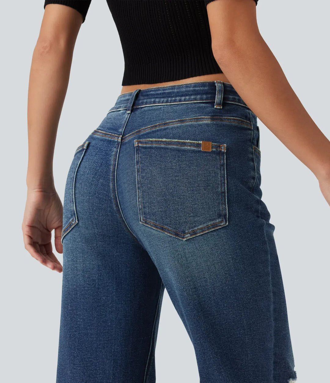 Low Rise Casual Flare Jeans with Pockets