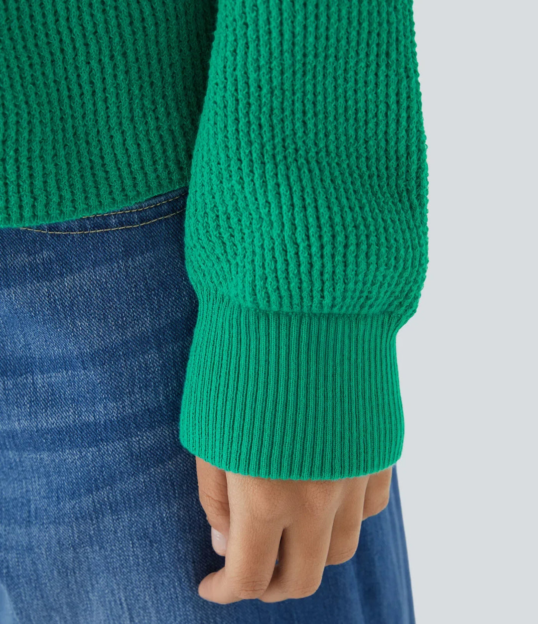 Round Neck Front Long Sleeve Casual Sweater
