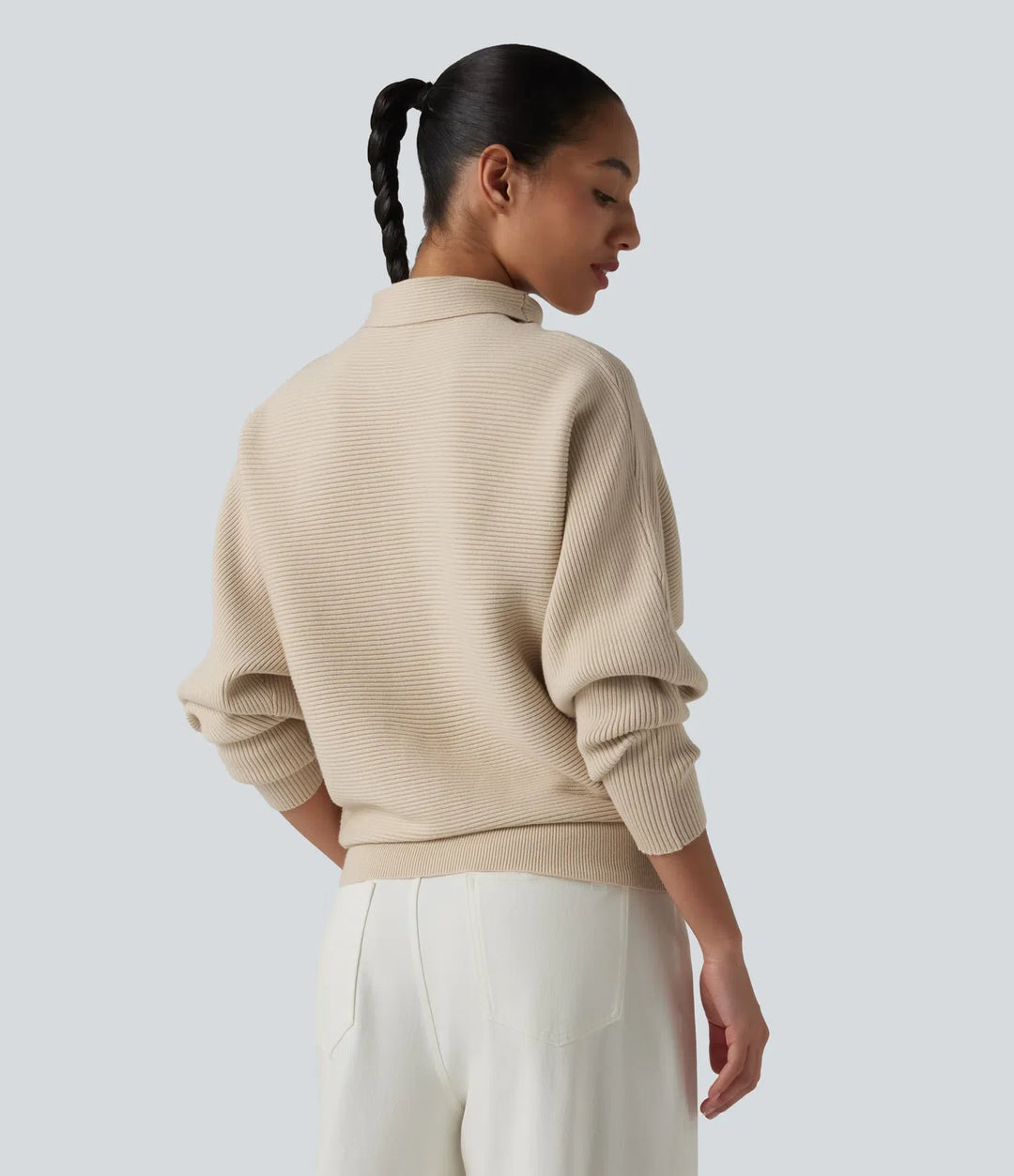High-neck Batwing Sleeve Casual Sweater