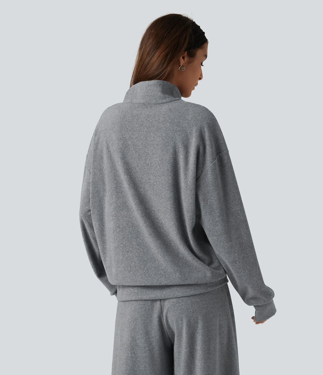 Stand Collar Long Sleeve Casual Sweatshirt