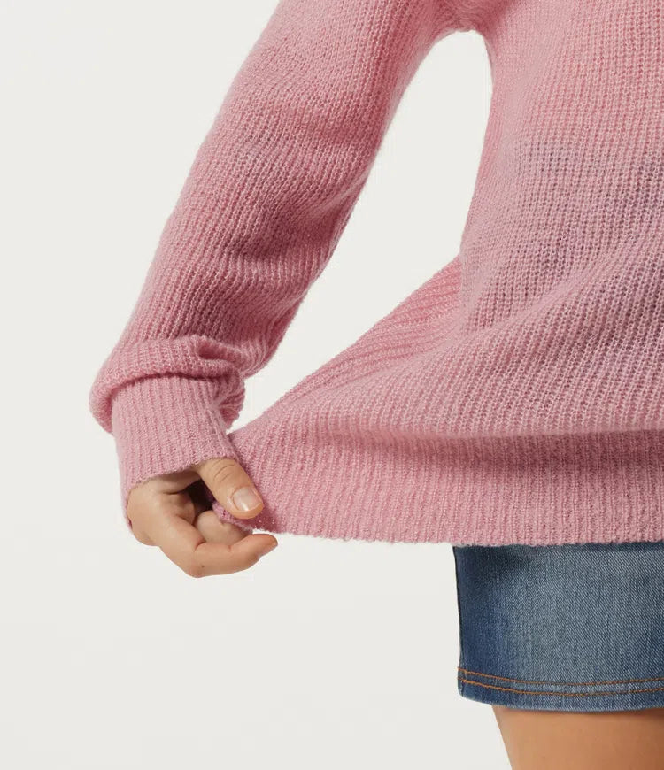 One Shoulder Crisscross Back Dropped Long Sleeve Relaxed Casual Sweater