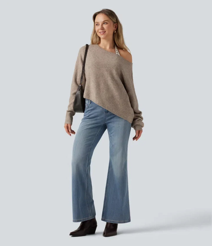 One Shoulder Long Sleeve Asymmetric Casual Sweater