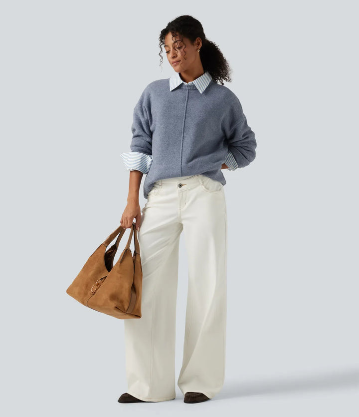 Round Neck Long Sleeve Work Sweater