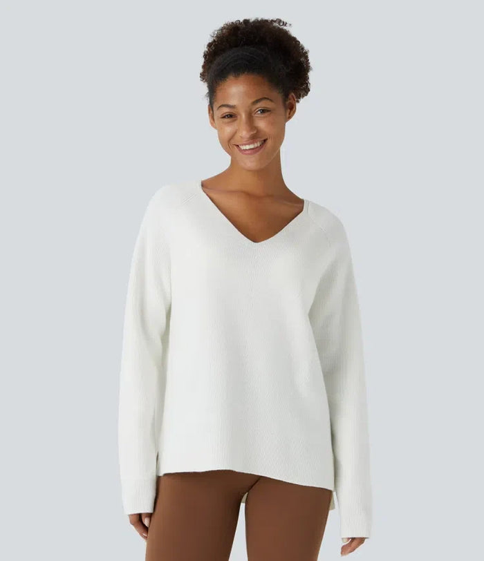 V Neck Long Sleeve Casual Sweater