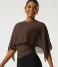 Round Neck Flounce Half Sleeve 2-in-1 Ruched Asymmetrical Hem Work Blouse