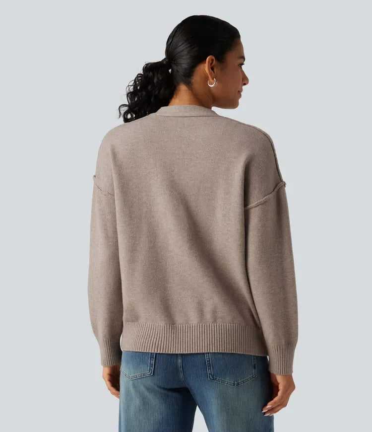 Dropped Long Sleeve Casual Cardigan