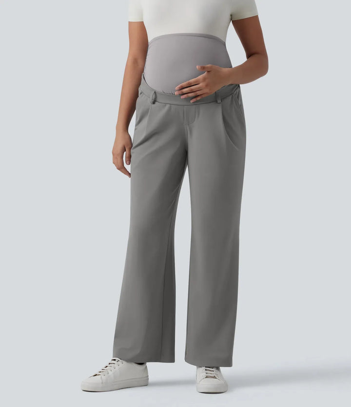 Halara Flex DayStretch Super High Waisted Straight Leg Work Maternity Pants with Pockets