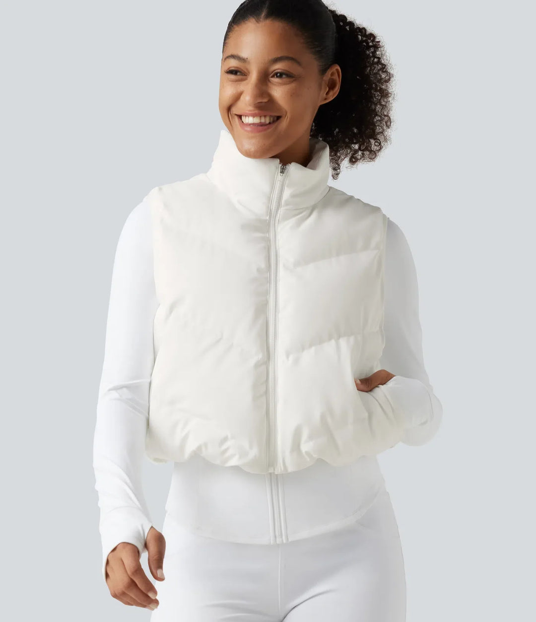 PuffFlex 3-in-1 Mock Neck Slim Causal Puffer Jacket with Pockets