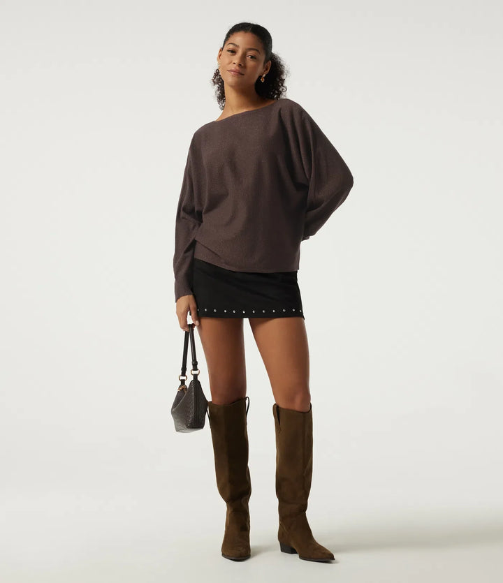 Round Neck Long Sleeve Tie Back Casual Sweater