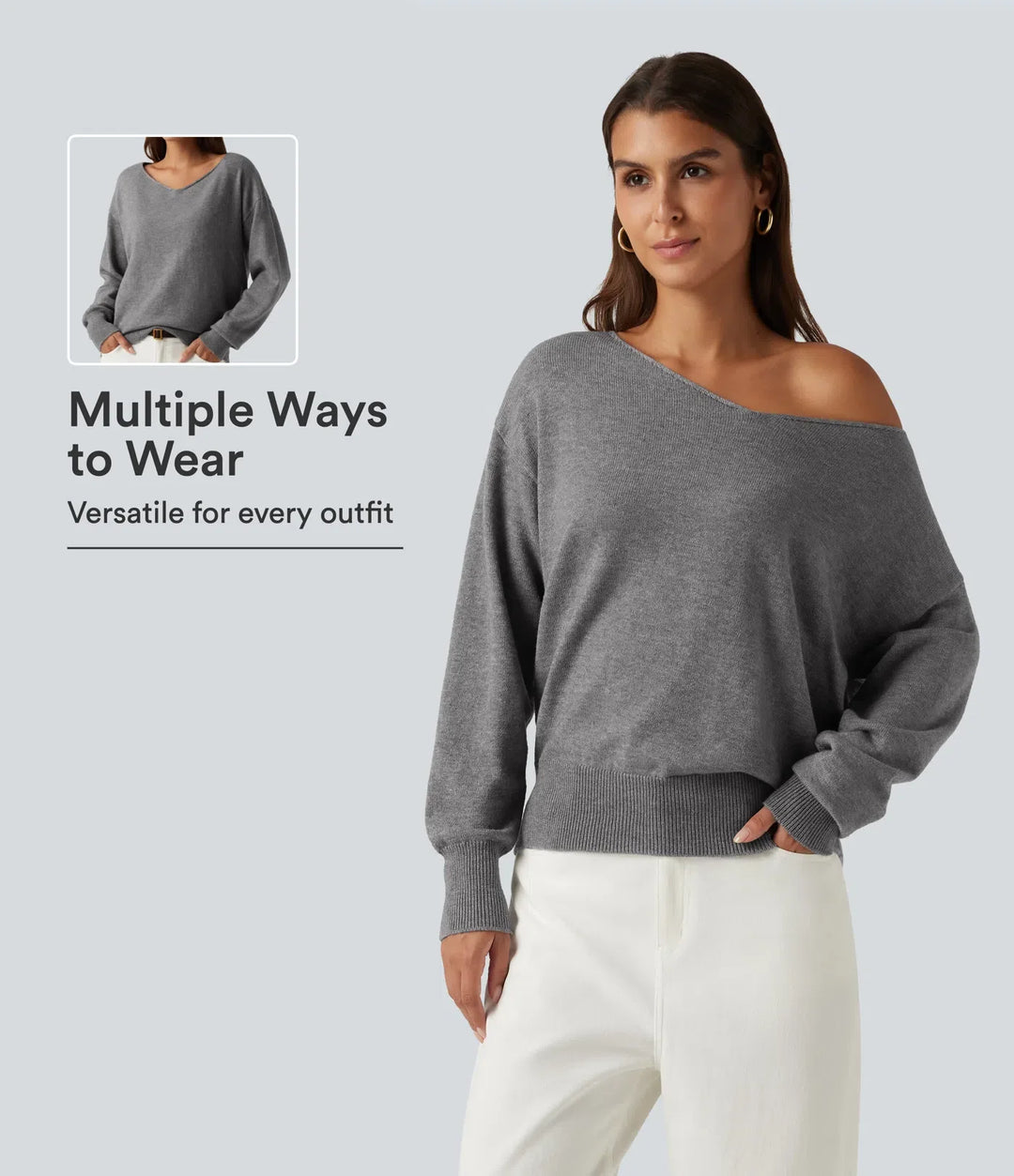 One Shoulder Long Sleeve Work Sweater