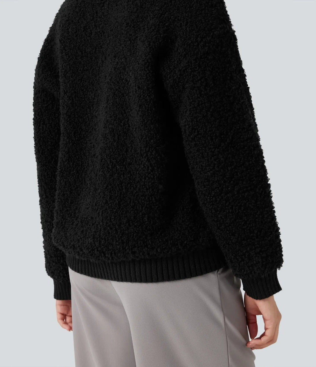 Lapel Reglan Long Sleeve Work Sweater with Pockets