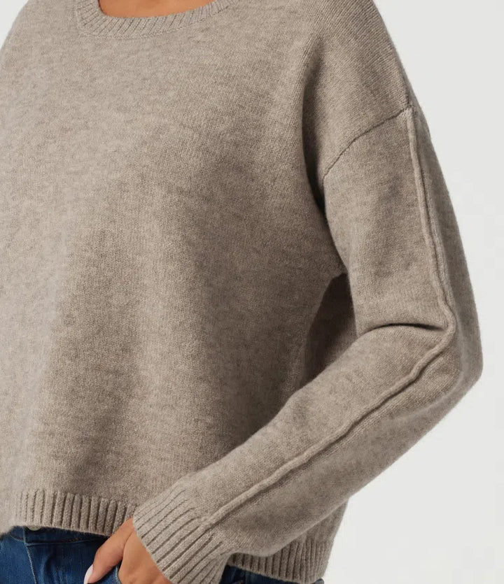 Round Neck Dropped Shoulder Long Sleeve Casual Sweater