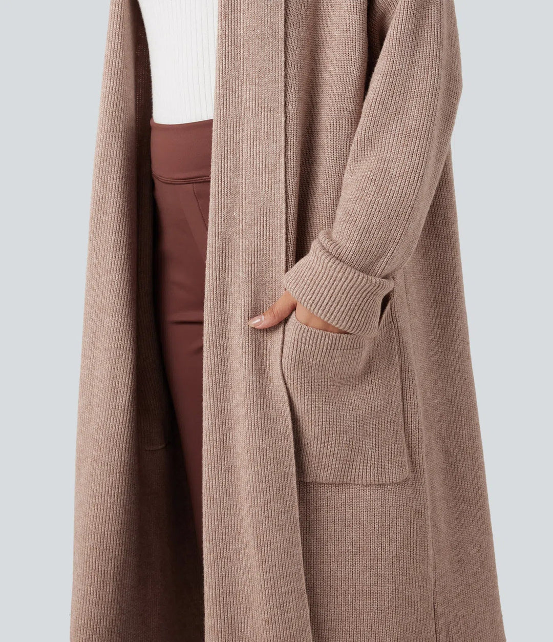 Long Sleeve Work Longline Cardigan with Pockets