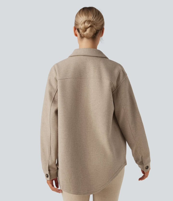 Long Sleeve Fleece Casual Jacket with Pockets