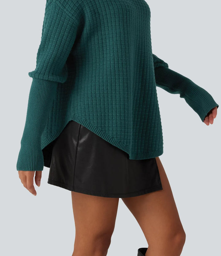 Off Shoulder Batwing Long Sleeve Work Sweater