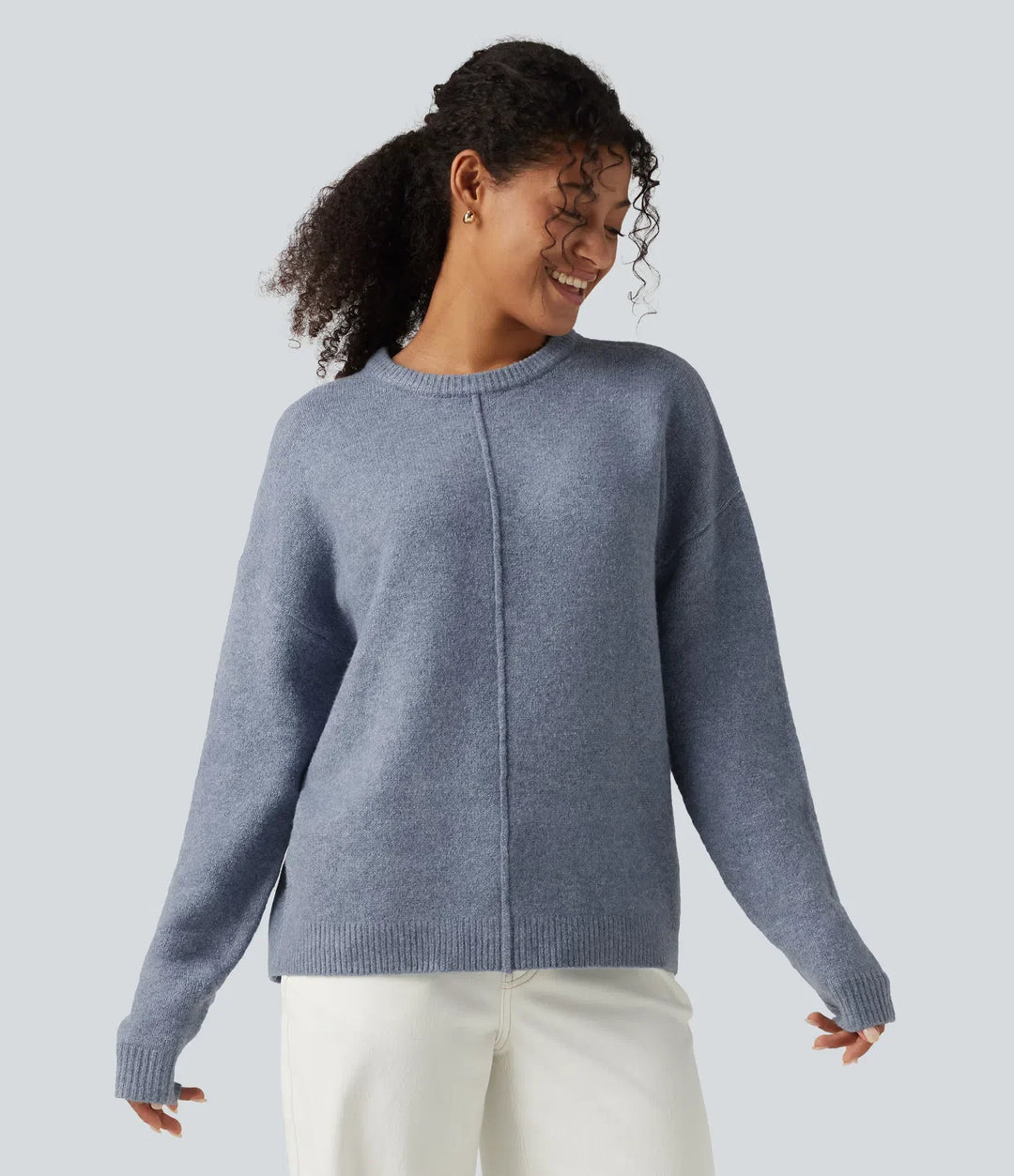 Round Neck Long Sleeve Work Sweater