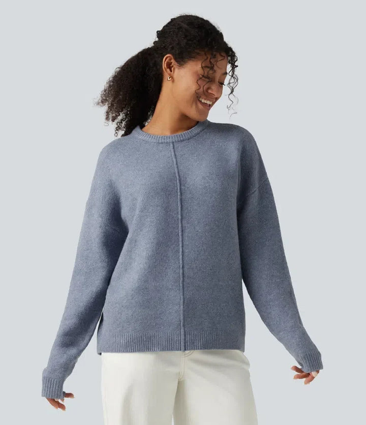 Round Neck Long Sleeve Work Sweater