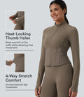 Halara UltraSculpt InstantCool Stand Collar Raglan Thumb Hole Curved Hem Yoga Jacket with Pockets