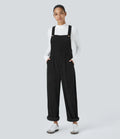 Pockets Straight Leg Corduroy Casual Overalls
