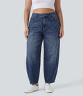 Halara Flex Low Rise Barrel Leg Casual Plus Size Jeans with Pockets